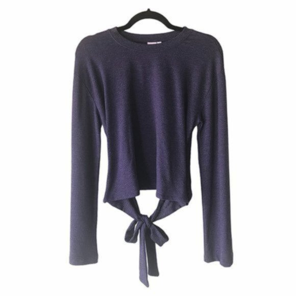 Nordstrom Kimono Sleeve Top Make + Model Purple Tie Back Stretch Knit Size Small - Picture 5 of 6